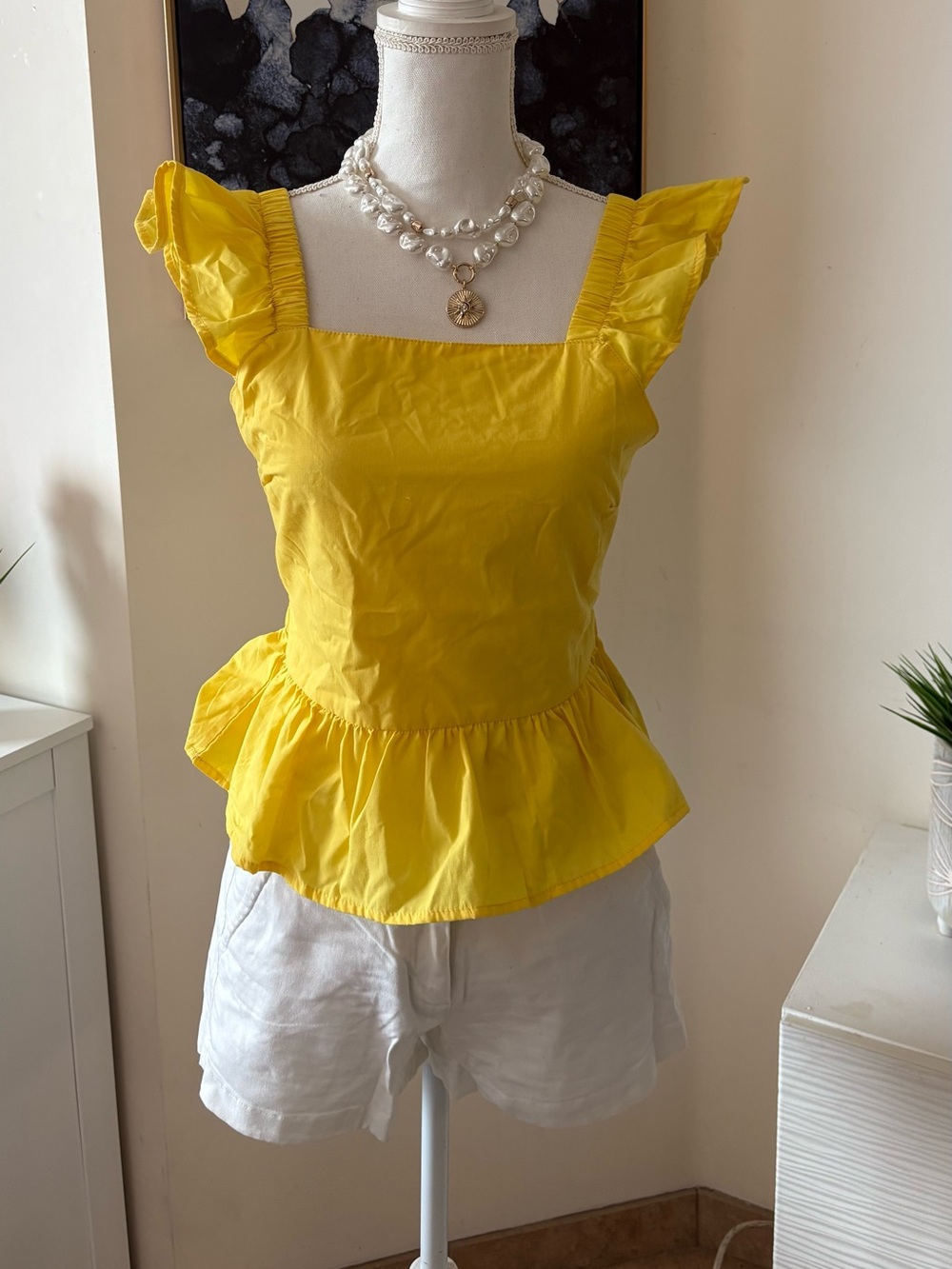 Yellow Ruffle Sleeve Peplum Top or Set - Women